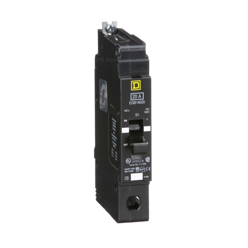 Mini circuit breaker, E-Frame, 20A, 1 pole, 277 VAC, 65 kA max, bolt on