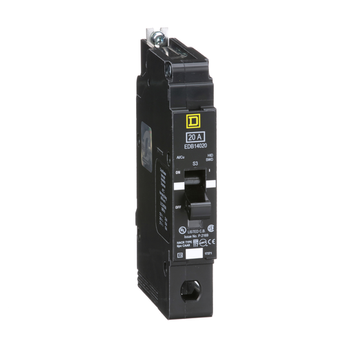 Mini circuit breaker, E-Frame, 20A, 1 pole, 277 VAC, 25 kA max, bolt on