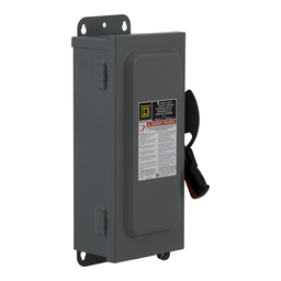 Square D H3612A 600 VAC 30 Amp 3-Pole Class H/J/K/L/R Fusible Heavy Duty Safety Switch