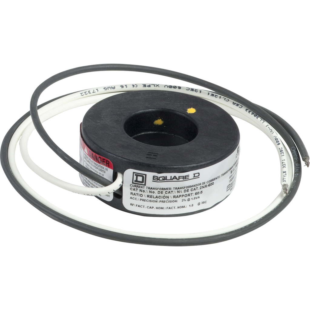 Product image for Square D 2NR600 1.13 Inch 10 kV 600 VAC 50 to 400 Hz 60:5 16 AWG Current Transformer