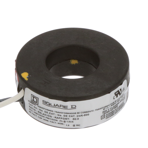 Product image for Square D 2NR500 1.13 Inch 10 kV 600 VAC 50 to 400 Hz 50:5 16 AWG Current Transformer