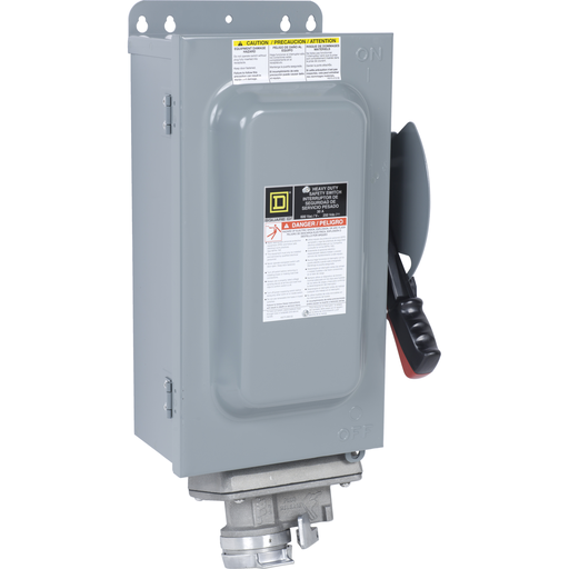 Product image for Square D HU361WC 600 VAC 30 Amp 3-Pole Class H/J/K/R Non-Fusible Heavy Duty Receptacle Switch