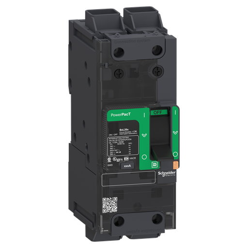 Circuit breaker, PowerPacT B, 30A, 2 pole, 600Y/347VAC, 14kA, lugs, thermal magnetic, 80%