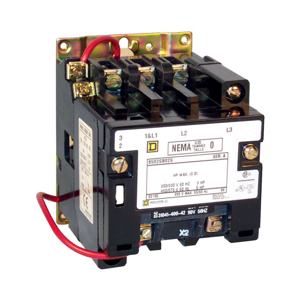 Product image for Square D 8502SBO5V02 110/120 VAC 18 Amp 1-Pole Open Type Full Voltage Non-Reversing Magnetic Contactor