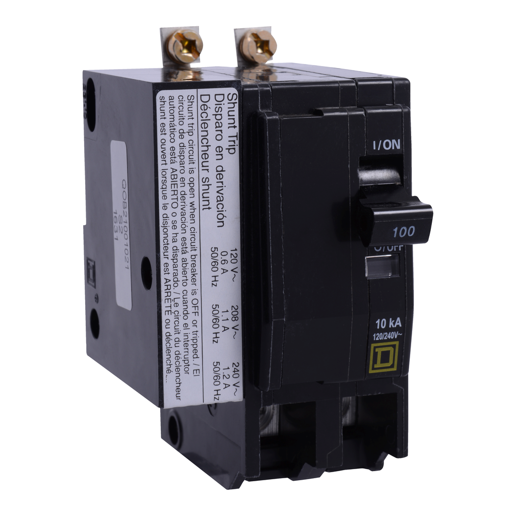 Product image for Square D QOB21251021 2-Pole 125 Amp 120/240 Volt Bolt-On Thermal Magnetic Miniature Circuit Breaker
