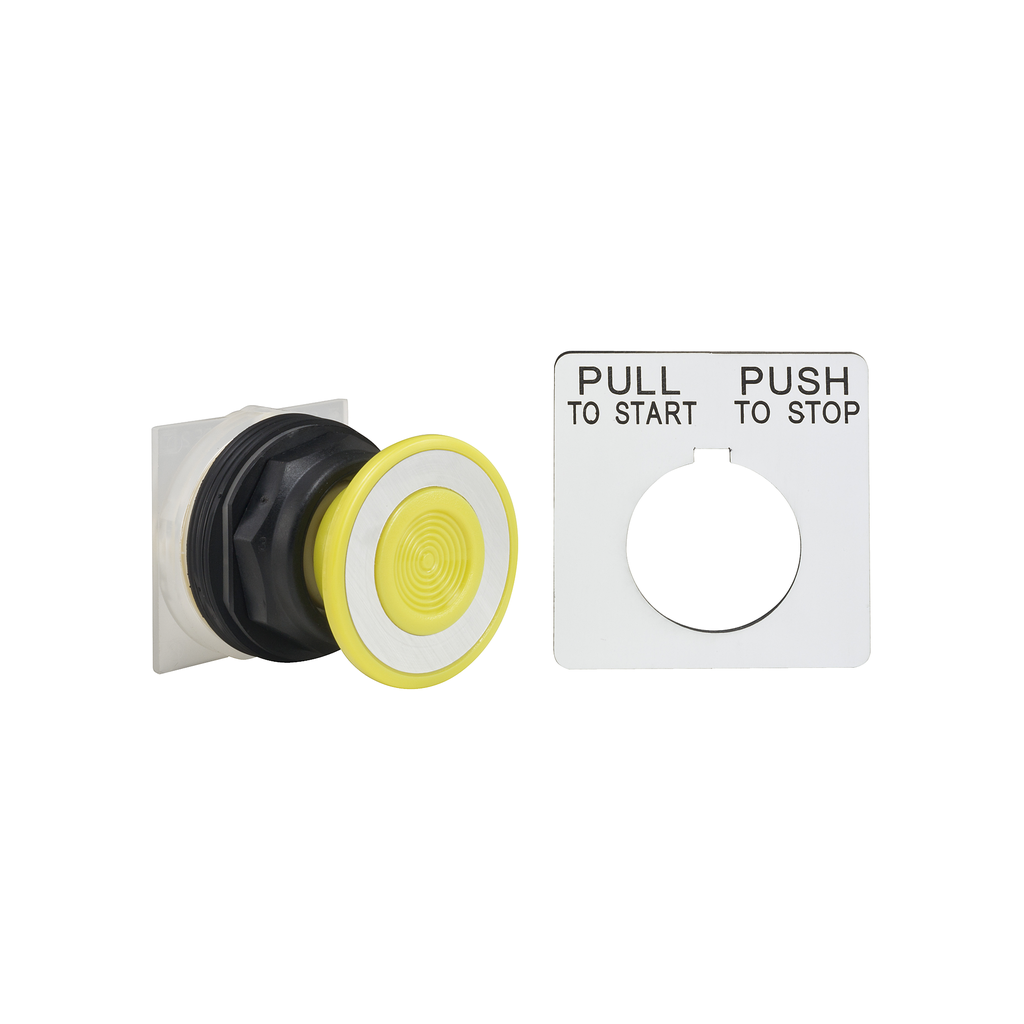 Product image for Square D 9001SKR9Y 30 mm Yellow Body Plastic Bezel Momentary Mushroom Round Non-Illuminated Push Button Operator