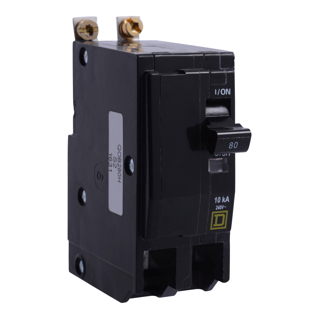 Product image for Square D QOB280H 2-Pole 80 Amp 240 Volt Bolt-On Thermal Magnetic Miniature Circuit Breaker