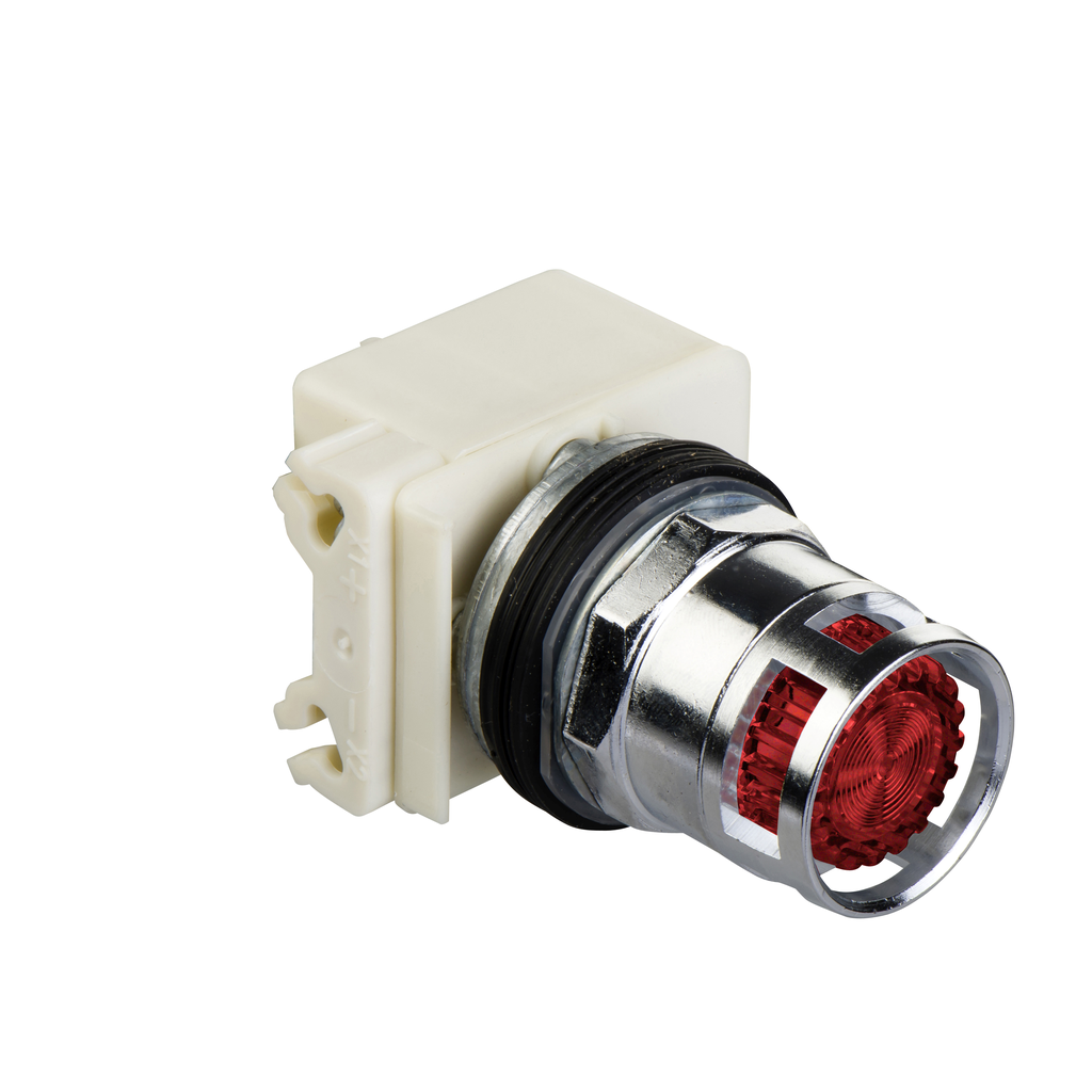 Product image for Square D 9001K3L35R 30 mm Red Body Metal Bezel Momentary Full Guarded Round Illuminated Push Button Operator