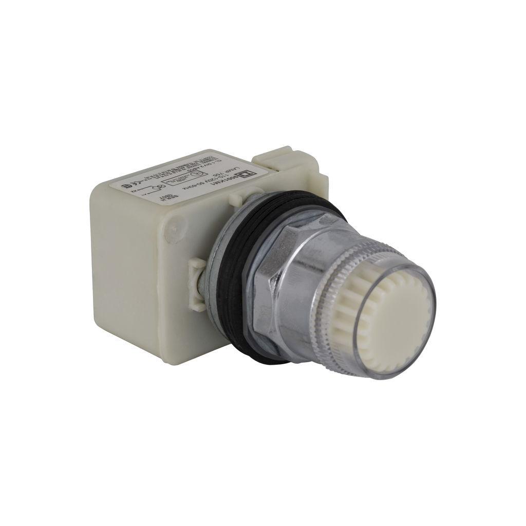 Product image for Square D 9001K1L1W 30 mm White Body Metal Bezel Momentary Full Guarded Round Illuminated Push Button Operator