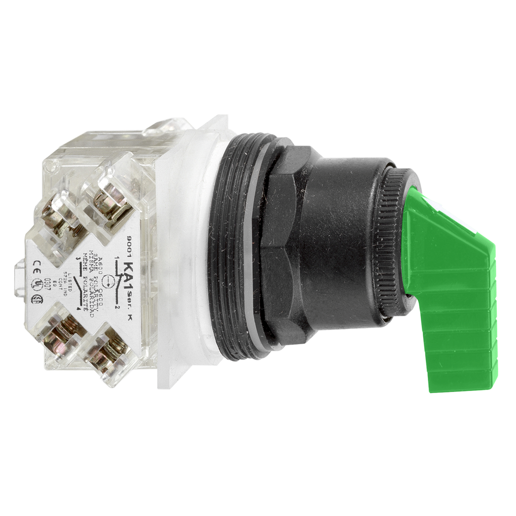 Product image for Square D 9001SKS11G 30 mm 2-Position Green Maintained Knob Non-Illuminated Selector Switch Operator