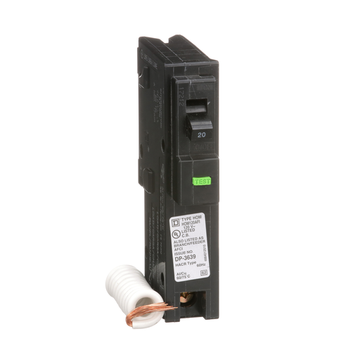 Product image for Square D HOM120AFI 120 Volt 20 Amp Miniature Circuit Breaker