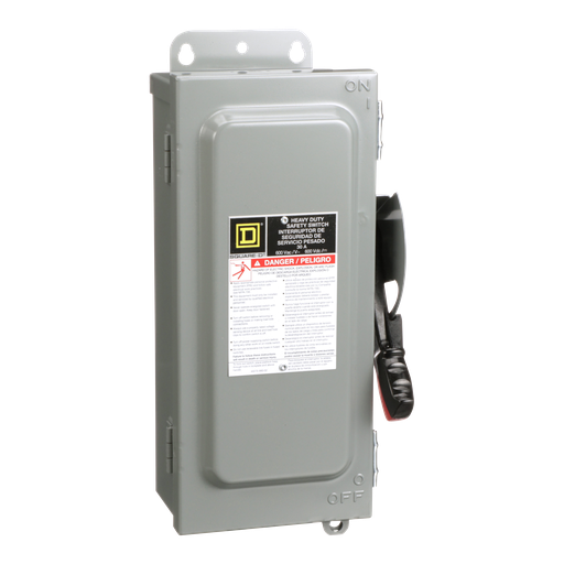 Product image for Square D H361A 600 VAC 30 Amp 3-Pole Class H/J/K/L/R Fusible Heavy Duty Safety Switch