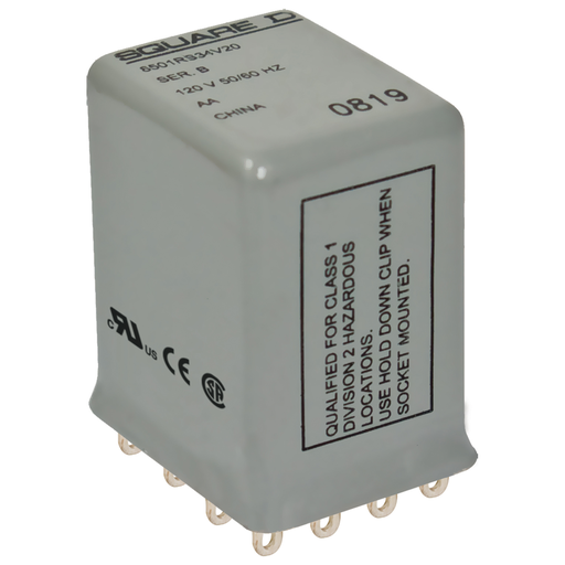 Product image for Square D 8501RS34V14 24 VAC 5 Amp 4PDT 4CO Socket Mount AC Operated Miniature Plug-In Relay