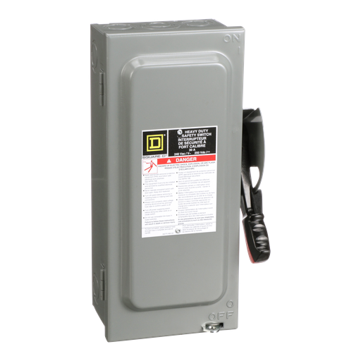 Product image for Square D H322AWK 240 VAC 60 Amp 3-Pole Class H/J/K/L/R Fusible Heavy Duty Safety Switch