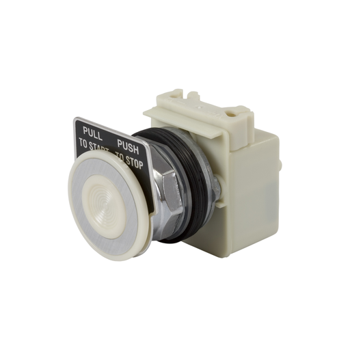 Product image for Square D 9001KR9P1W 30 mm White Body Metal Bezel 2-Position Mushroom Illuminated Push Button Operator
