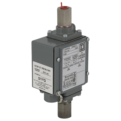 Product image for Square D 9012GJW1 480 VAC SPDT 2-Circuit 15 to 825 PSIG Adjustable Differential Pressure Switch