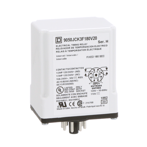 Product image for SQD 9050JCK3F180V20 Timing Relay, T
