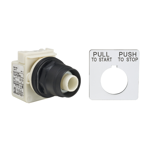 Product image for Square D 9001SKR8P1 30 mm Plastic Bezel Mushroom Illuminated Push Button Operator