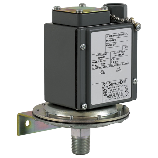 Product image for Square D 9016GAW1Z16 480 VAC SPDT 100 PSIG Diaphragm Adjustable Differential Vacuum Switch