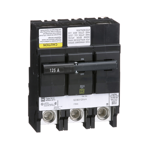 Picture of QOB3125VH - Mini circuit breaker, QO, 125A, 3 pole, 120/240VAC, 22kA, bolt on mount