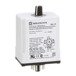 Square D 9050JCK41V14 24 VAC/VDC Coil 10 Amp DPDT Plug-In Socket Mount AC/DC Timing Relay