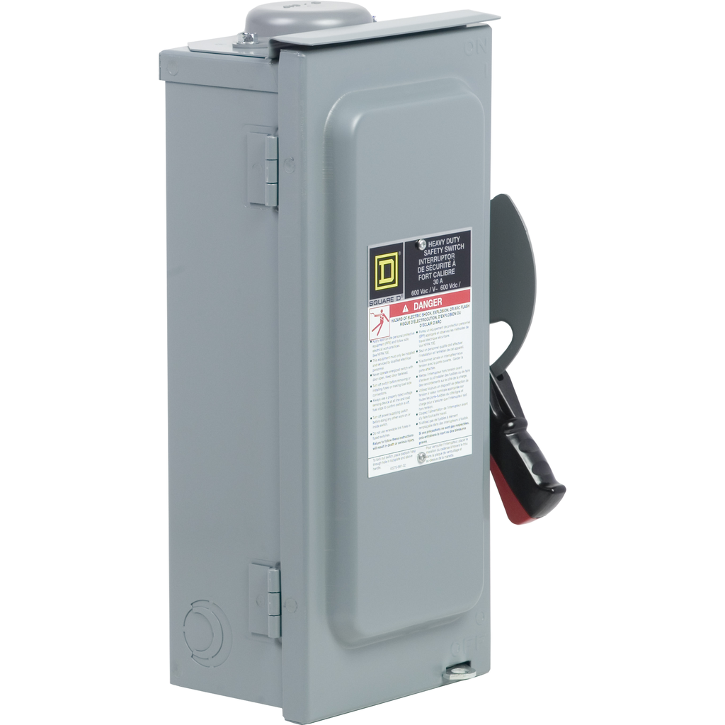 Product image for Square D CH361RB 600 VAC/VDC 30 Amp 20 Hp 3-Pole NEMA 3R Fusible Heavy Duty Safety Switch