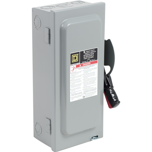Product image for Square D CH322N 240 VAC 250 VDC 60 Amp 15 Hp 3-Pole NEMA 1 Fusible Heavy Duty Safety Switch