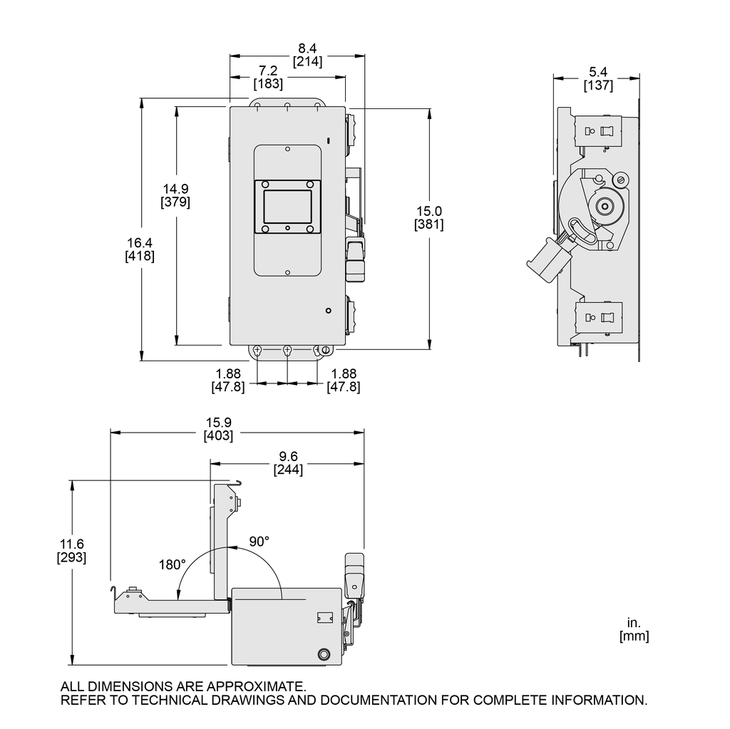 Safety switch, heavy duty, fused, viewing window, NEMA 4X, 240V, 30A, 3