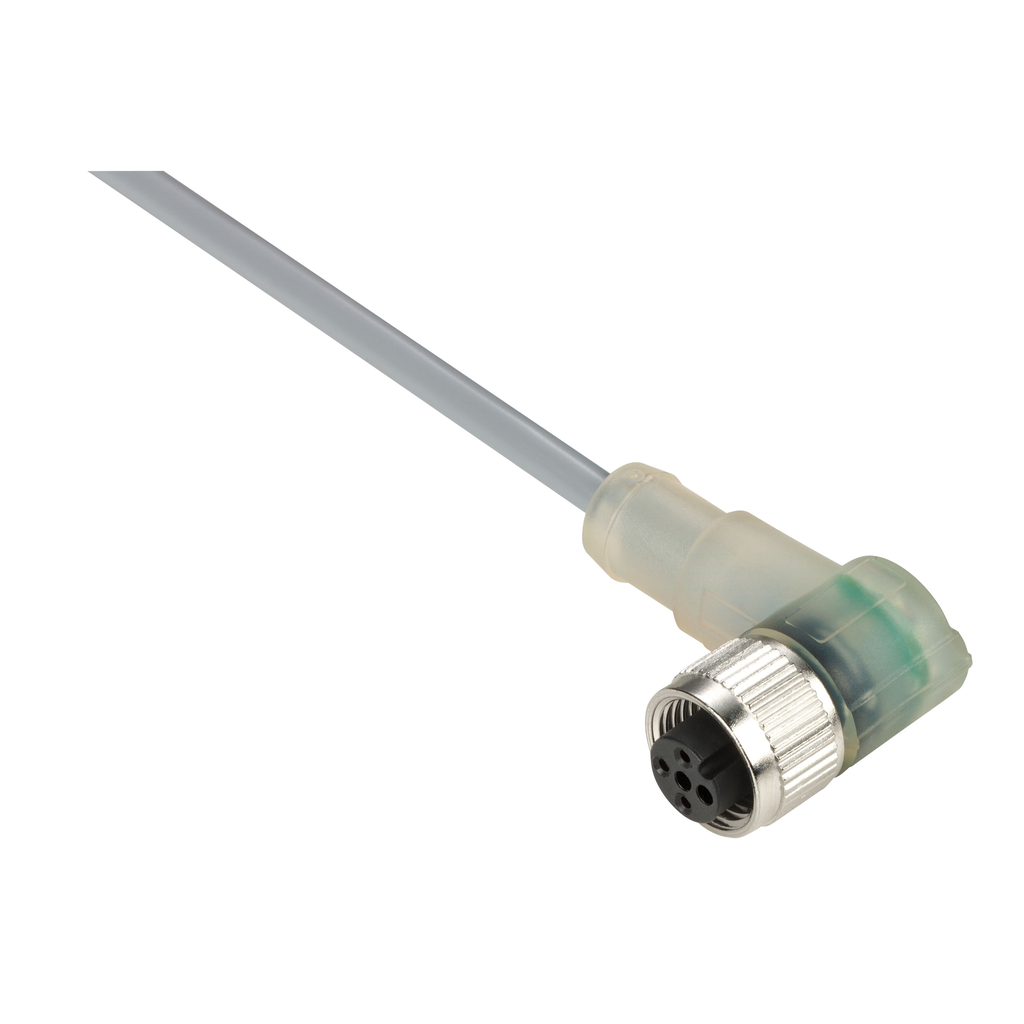 Product image for TES XZCPV1340L5 Pre wired connectors XZ, elbowed female, M12, 3 pins, cable PVC 5 m