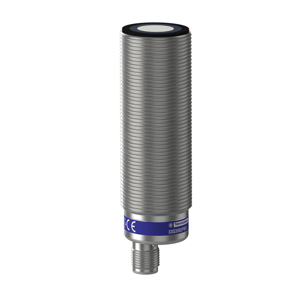 Product image for TES XXS30B2PM12 Ultrasonic sensors XX, ultrasonic sensor, metal, cylindrical M30, straight, 2 m, PNP