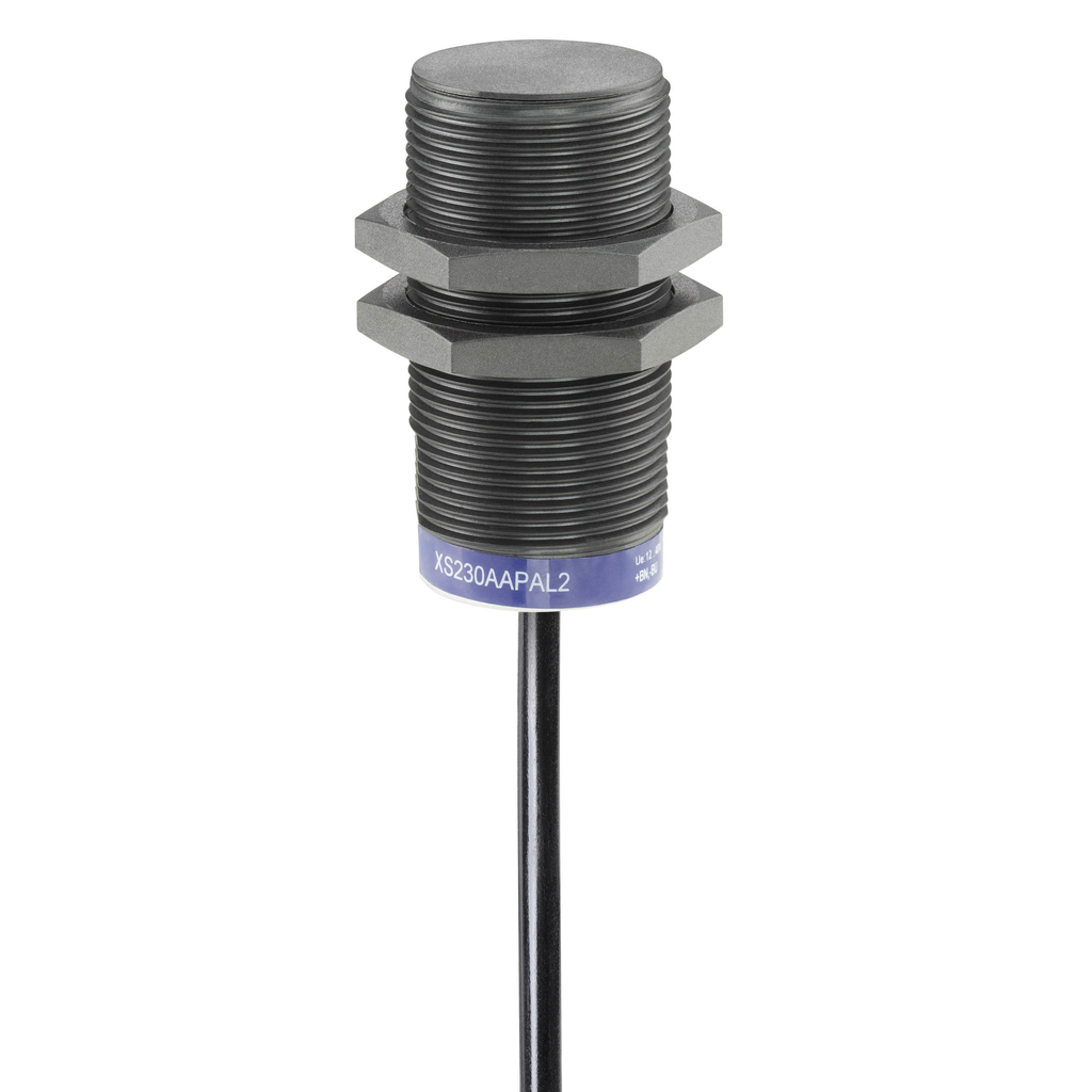 Product image for TES XS230AAMAL10 Inductive proximity sensors XS, inductive sensor XS2 M30, L60mm, PPS, Sn22mm, 24...240VAC/DC, cable 10 m