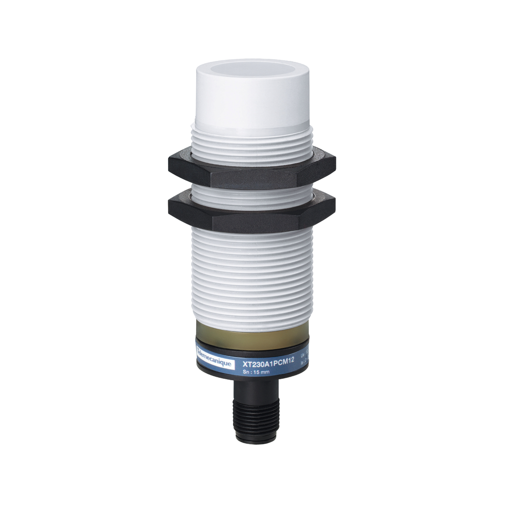 Product image for TES XT230A1PCM12 TES Capacitive proximity sensors XT, cylindrical M30, plastic, Sn 15 mm, 12...24 V DC