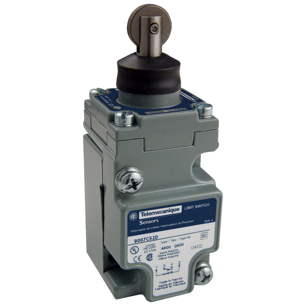Product image for TES Sensors 9007C52DM11 Limit switch, 9007, 9007C compact 1 NO/NC, top roller plunger