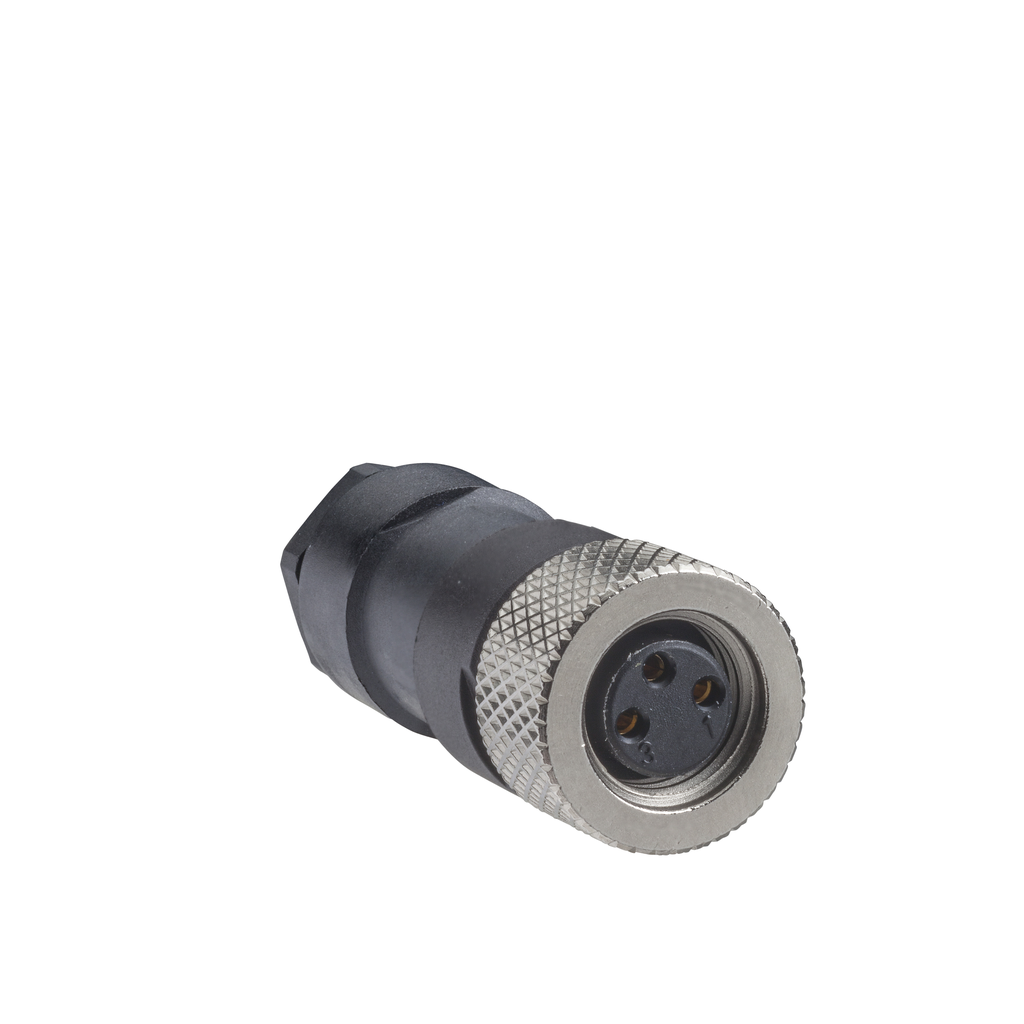 Product image for TES XZCC8FDM30S Female, M8, 3 pin, straight connector, cable gland M9.5 x 1