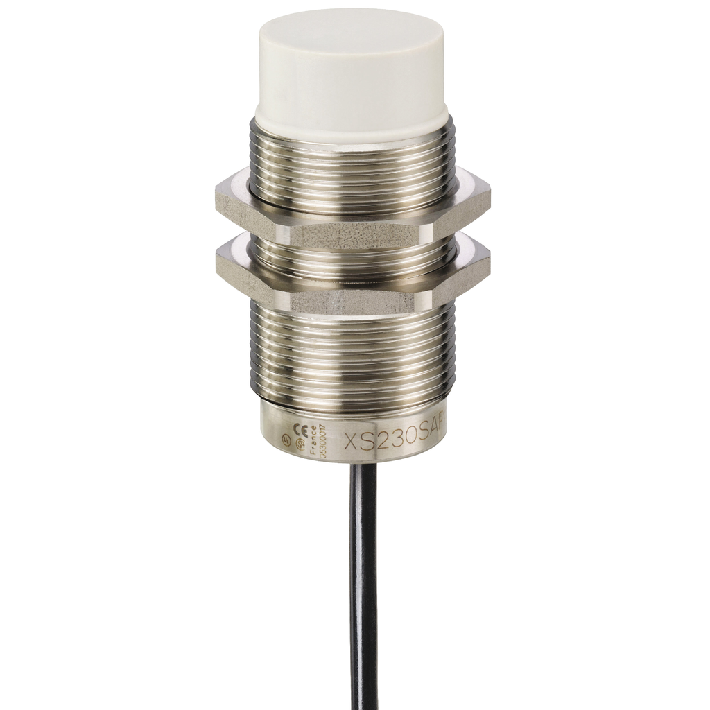 Product image for TES XS230SANAL2 Inductive proximity sensors XS, inductive sensor XS2 M30, L63mm, stainless, Sn22mm, 12...24 VDC, cable 2 m