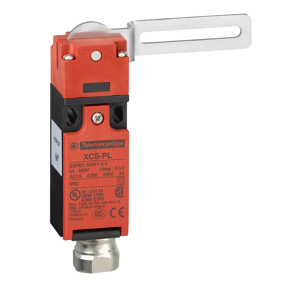 Mayer-DDS-Guard switch, Telemecanique Safety switches XCS, XCSPL, elbowed flush lever, to right, 2NC -1/2"NPT-1