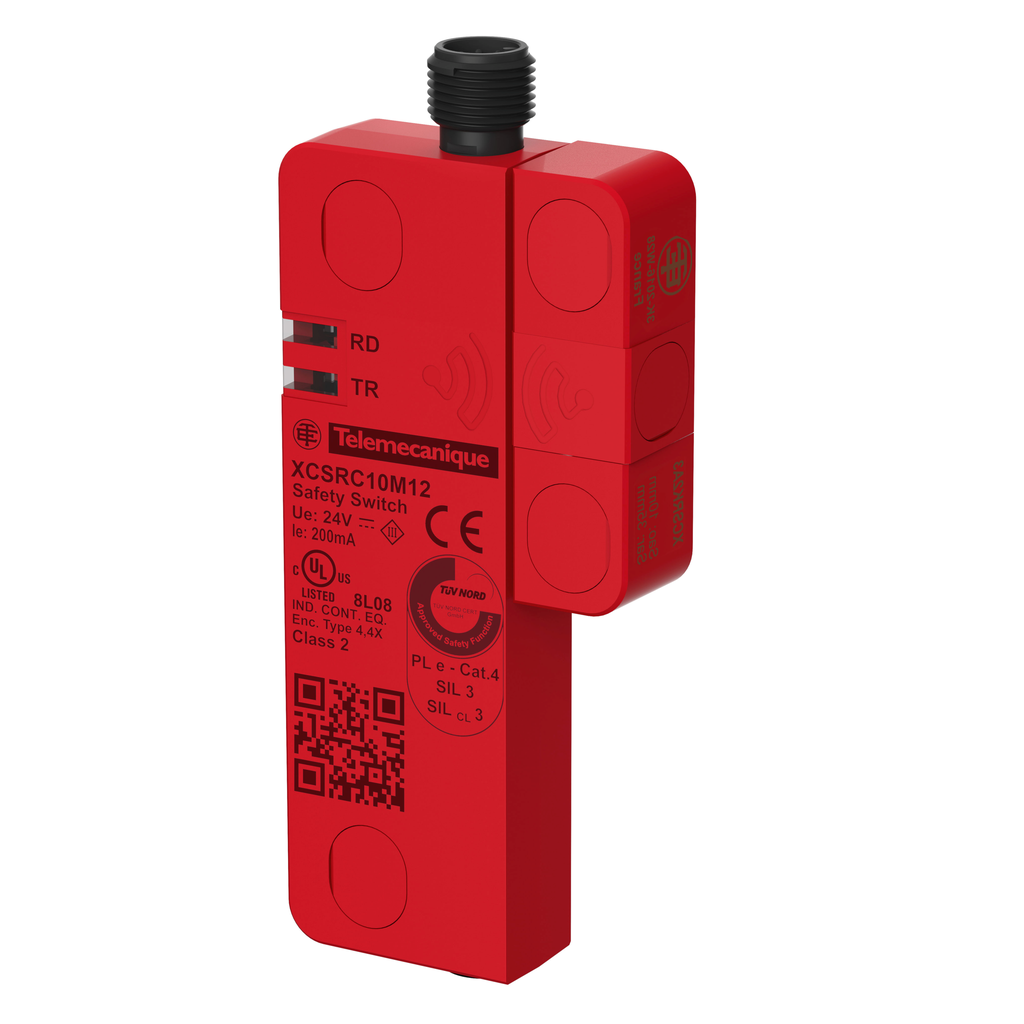 Product image for TES XCSRC10M12 Preventa RFID safety switch, TES Safety switches XCS, contactless Single model, Unique pairing
