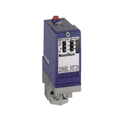 Product image for Square D XMLA070D2S13 300 VAC 5 Amp 1NO 1NC 43.5 to 108.75 PSI Non-Adjustable Differential Pressure Switch