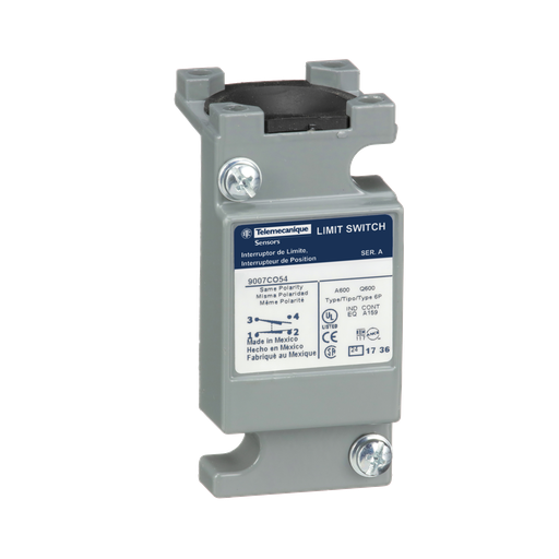 Product image for Square D 9007CO54 10 Amp 600 Volt SPDT 1NO 1NC Heavy Duty Plug-In Snap Action Limit Switch Body