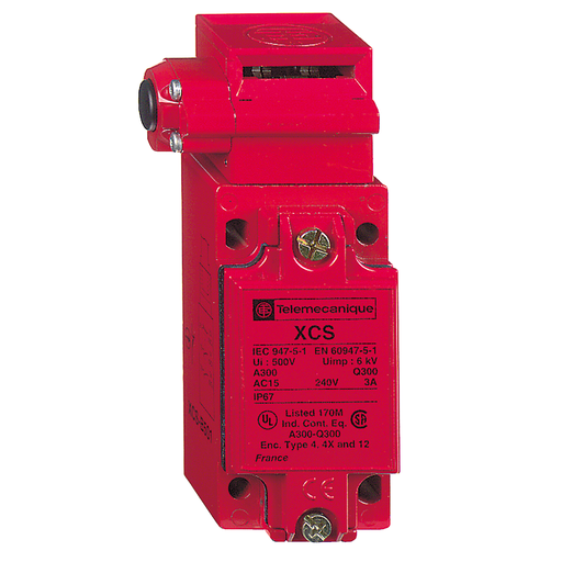 Product image for TES XCSB503 Safety switch, TES Safety switches XCS, metal XCSB, 1 NC + 2 NO, slow break, 1 entry tapped 1/2" NPT