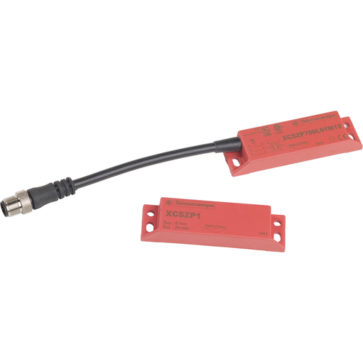 Product image for TES XCSDMP700L01M12 Coded magnetic switch, TES Safety switches XCS, XCSDMP, 2 NC + 1 NO, 1 NC staggered, M12 0.15 m