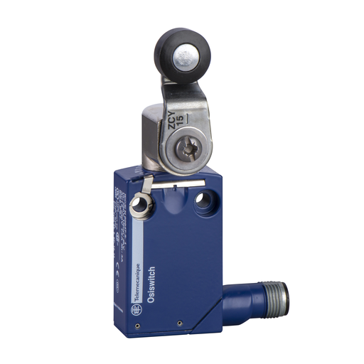 Product image for TES XCMD2115C12 Limit switch, Limit switches XC Standard, XCMD, thermoplastic roller lever, 1NC+1 NO, snap, M12