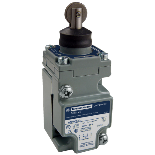 Product image for TES Sensors 9007C52DM11 Limit switch, 9007, 9007C compact 1 NO/NC, top roller plunger