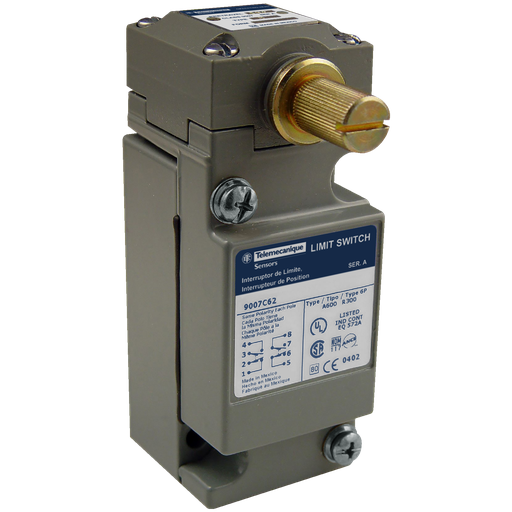 Product image for TES 9007C62C NEMA limit switch, 9007C, heavy duty, standard, maintained contact lever, 10A, 600V, 2NO/2NC, NEMA 4, 6, 6P, 12, 13