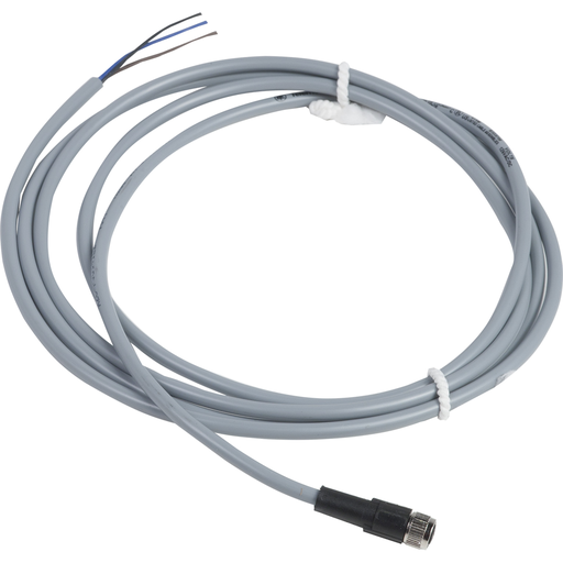 Product image for TES XZCPV0941L2 Pre wired connectors XZ, straight female, M8, 4 pins, cable PVC 2 m
