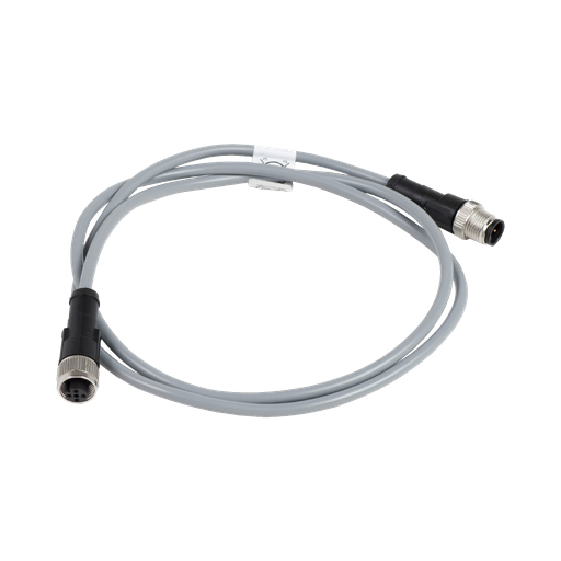 Product image for TES XZCRV1511041C1 Jumper cable XZ, male straight M12 4 pin, female straight M12 4 pin, PVC 1 m