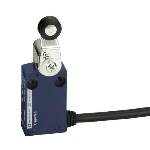 Product image for TES XCMN2115L1 Limit switch, Limit switches XC Standard, XCMN, thermoplastic roller lever, 1NC+1 NO, snap, 1 m