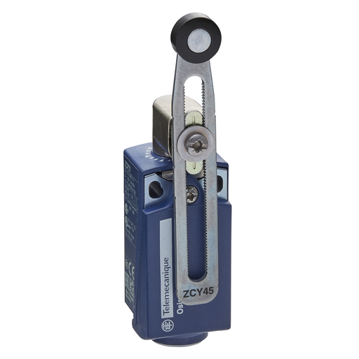 Product image for TES XCKP2545G11 Limit switch, Limit switches XC Standard, XCKP, thermoplastic plastic roller lever var.length, 1NC+1 NO, slow, Pg11