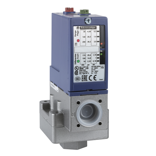 Product image for Square D XMLB002A2S11 300 VAC 5 Amp 1NO 1NC 2.32 to 3.04 PSI Adjustable Differential Pressure Switch