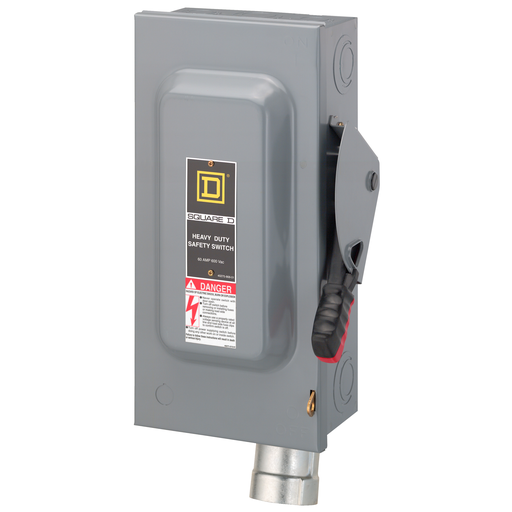 Square D HU362WH 600 VAC 60 Amp 3-Pole Class H/J/K/R Non-Fusible Heavy Duty Receptacle Switch Product image for Square D HU362WH 600 VAC 60 Amp 3-Pole Class H/J/K/R Non-Fusible Heavy Duty Receptacle Switch
